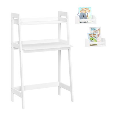 RiverRidge Home Kids Art Table Desk with Ladder Shelf and Open Storage Shelf