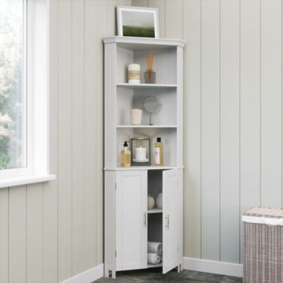 Image showing  2-Door Somerset Tall Corner Bathroom Cabinet Storage Organizer