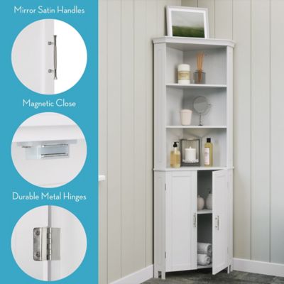Image showing  2-Door Somerset Tall Corner Bathroom Cabinet Storage Organizer