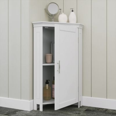 Image showing  Somerset Corner Floor Bathroom Storage Cabinet Organizer with Doors