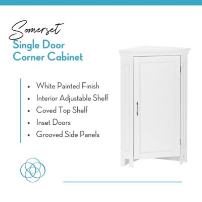 Image showing  Somerset Corner Floor Bathroom Storage Cabinet Organizer with Doors