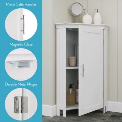 Image showing  Somerset Corner Floor Bathroom Storage Cabinet Organizer with Doors