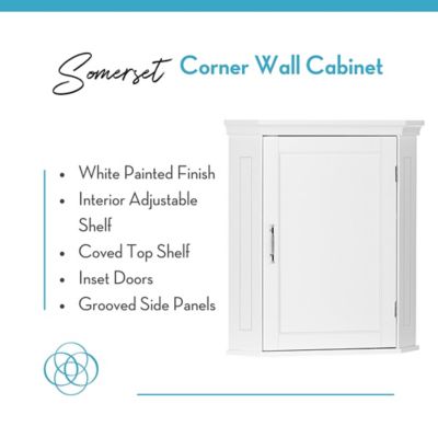 Image showing  Somerset Corner Wall Bathroom Storage Cabinet Organizer with Doors