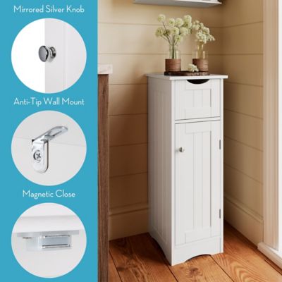 Image showing  1-Door Ashland Narrow Bathroom and Laundry Storage Cabinet with Drawer