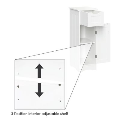 Image showing 6 th RiverRidge Home 1-Door Ashland Narrow Bathroom and Laundry Storage Cabinet with Drawer