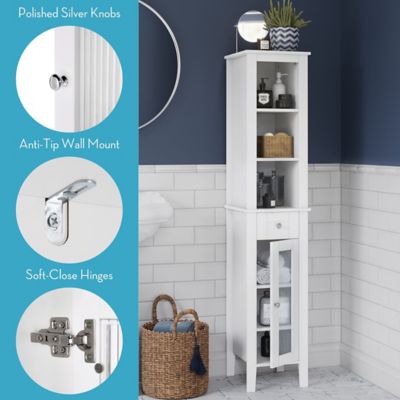 Image showing  Prescott Tall Bathroom Storage Linen Cabinet and Organizer