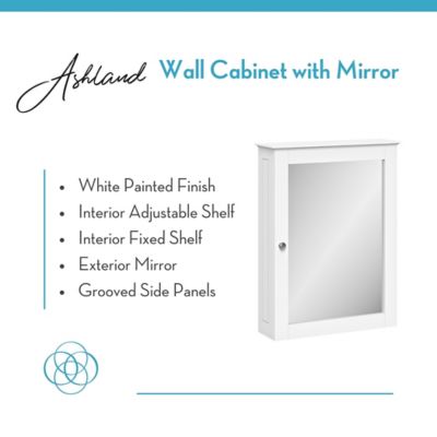 Image showing  Ashland Single Door Bathroom and Laundry Wall Mount Storage Medicine Cabinet with Mirror