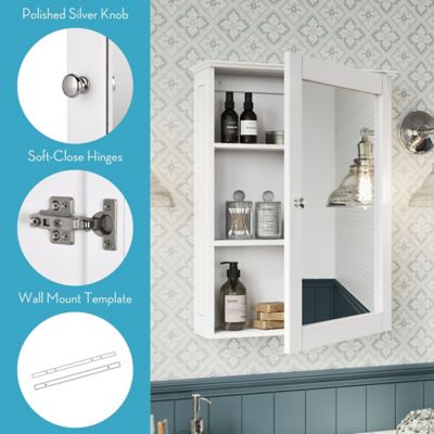 Image showing  Ashland Single Door Bathroom and Laundry Wall Mount Storage Medicine Cabinet with Mirror