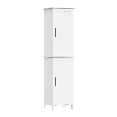 RiverRidge Home Monroe Tall Bathroom Storage Linen Cabinet and Organizer with Doors
