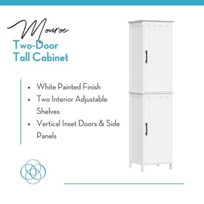 Image showing  Monroe Tall Bathroom Storage Linen Cabinet and Organizer with Doors