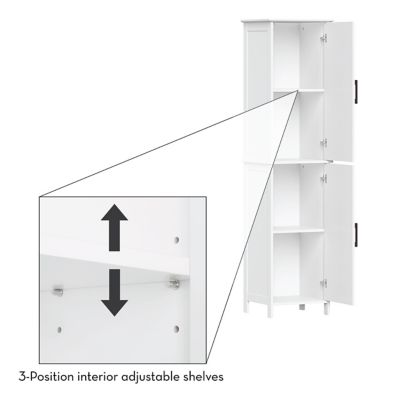 Image showing 6 th RiverRidge Home Monroe Tall Bathroom Storage Linen Cabinet and Organizer with Doors