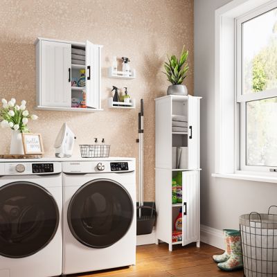 Image showing 7 th RiverRidge Home Monroe Tall Bathroom Storage Linen Cabinet and Organizer with Doors