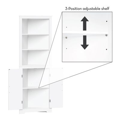 Image showing 6 th RiverRidge Home Monroe Tall Corner Bathroom Cabinet Storage Organizer with Doors