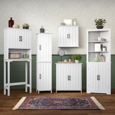 Image showing 8 th RiverRidge Home Monroe Tall Corner Bathroom Cabinet Storage Organizer with Doors