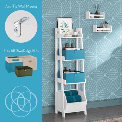 Image showing  Amery 4-Tier 13 in. Ladder Shelf with Display Shelf and Storage Organizer Bin