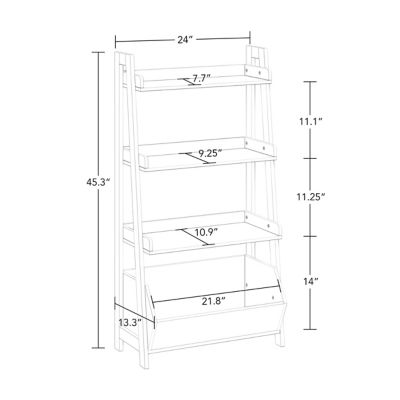 Image showing  Amery 4-Tier 24 in. Ladder Shelf with Display Shelf and Storage Organizer Bin