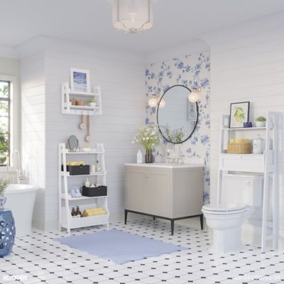 Image showing 5 th RiverRidge Home Amery 4-Tier 24 in. Ladder Shelf with Display Shelf and Storage Organizer Bin