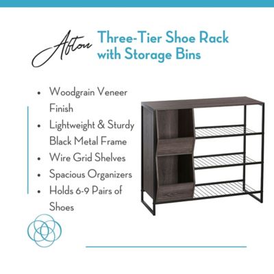 Image showing  Woodbury Shoe Cabinet Organizer with 12-Pair Shoe Rack Capacity