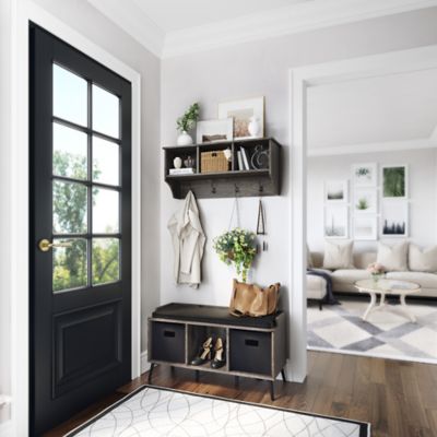 Image showing 6 th RiverRidge Home Woodbury Entryway Wall Coat Rack Storage with Hooks and Open Cubby Shelves for Hallway