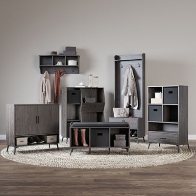 Image showing 7 th RiverRidge Home Woodbury Entryway Wall Coat Rack Storage with Hooks and Open Cubby Shelves for Hallway