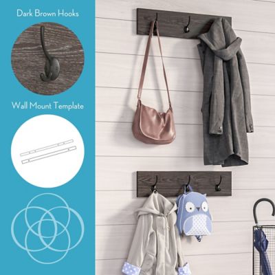 Image showing  Afton 3-Hook Wall Mount Entryway Organizer Coat Rack Hanger - 2 pack