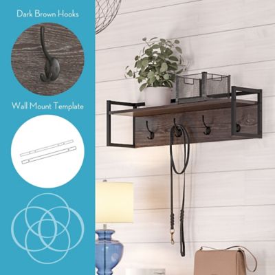Image showing  Afton 4-Hook Wall Mount Entryway Organizer Coat Rack Hanger