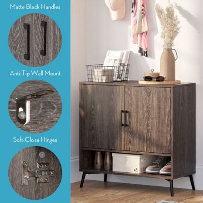 Image showing  Afton Entryway Shoe Storage Organizer with 3 Shoe Racks and 2 Shoe Organizer Boxes