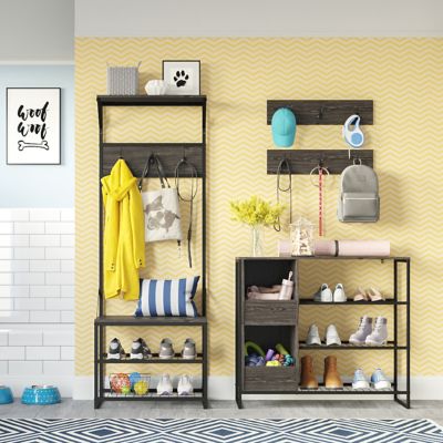 Image showing 9 th RiverRidge Home Afton Entryway Shoe Storage Organizer with 3 Shoe Racks and 2 Shoe Organizer Boxes