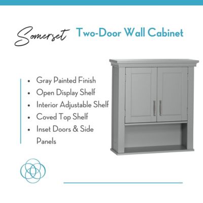Image showing  Somerset Two-Door Bathroom and Laundry Wall Mount Storage Medicine Cabinet, 06-078