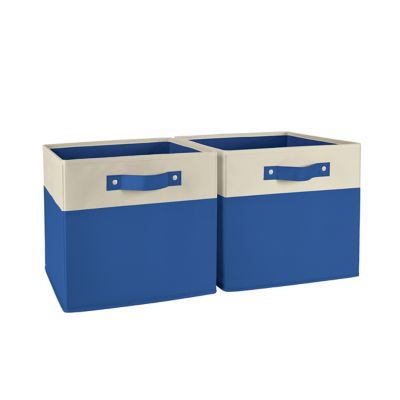 RiverRidge Home Kids 2pc Two-Tone Fabric Collapsible Cube Storage Organizers with Handles, 02-383