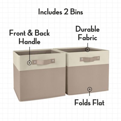 Image showing  Kids 2pc Two-Tone Fabric Collapsible Cube Storage Organizers with Handles, 02-387