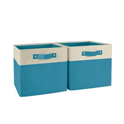 RiverRidge Home Kids 2pc Two-Tone Fabric Collapsible Cube Storage Organizers with Handles, 02-388