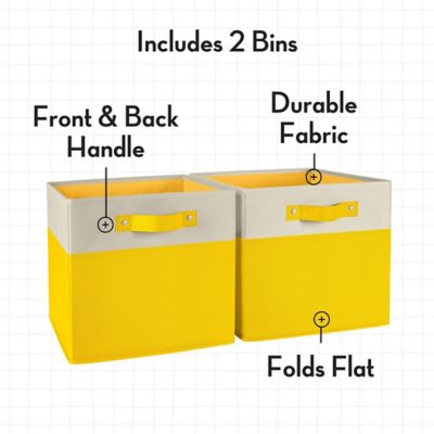 Image showing  Kids 2pc Two-Tone Fabric Collapsible Cube Storage Organizers with Handles, 02-391