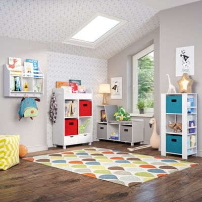 Image showing  Kids Reading Nook Cushioned Toy Storage Bench and Cubby Organizers