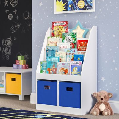 Image showing  Kids Bookshelf and Toy Storage Organizer with 4 Bookracks and Cubbies