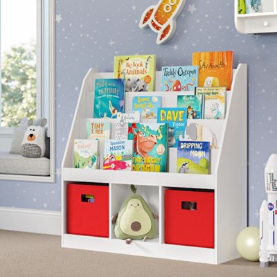 Image showing  Kids Playroom Bookrack with 3 Toy Organizer Cubbies and Book Shelves