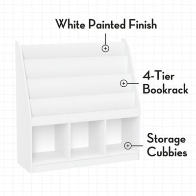 Image showing  Kids Playroom Bookrack with 3 Toy Organizer Cubbies and Book Shelves