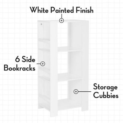 Image showing  Kids Bookshelf and Toy Organizer Tower with 3 Cubbies and 6 Bookracks, 02-167K