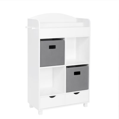 RiverRidge Home Kids Book Nook Cubby Toy Storage Cabinet with Bookshelf, Drawers, and Hooks, 02-169K