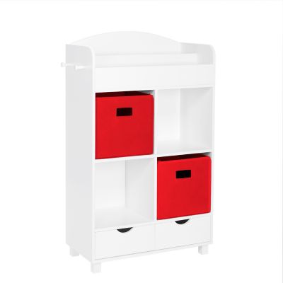 RiverRidge Home Kids Book Nook Cubby Toy Storage Cabinet with Bookshelf, Drawers, and Hooks, 02-171K