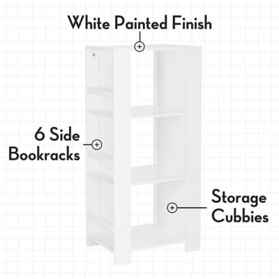 Image showing  Kids Bookshelf and Toy Organizer Tower with 3 Cubbies and 6 Bookracks, 02-193K