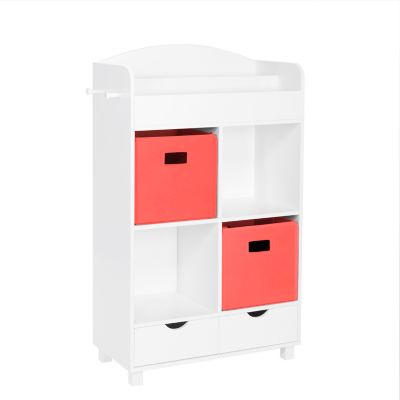 RiverRidge Home Kids Book Nook Cubby Toy Storage Cabinet with Bookshelf, Drawers, and Hooks, 02-196K