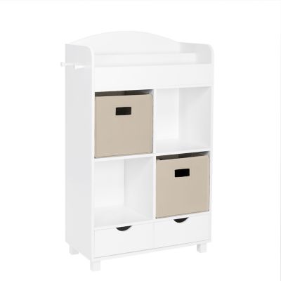 RiverRidge Home Kids Book Nook Cubby Toy Storage Cabinet with Bookshelf, Drawers, and Hooks, 02-197K