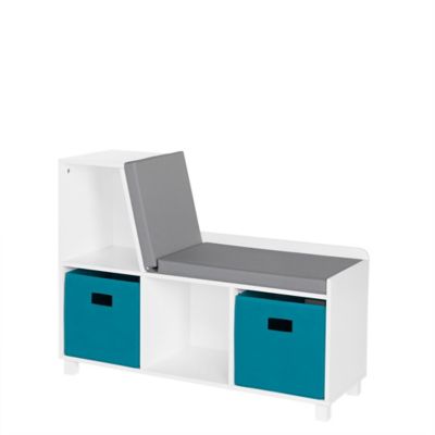 RiverRidge Home Kids Reading Nook Cushioned Toy Storage Bench with Cubby Organizers