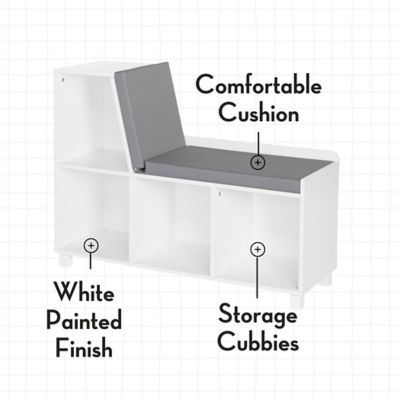 Image showing  Kids Reading Nook Cushioned Toy Storage Bench with Cubby Organizers, 02-174K