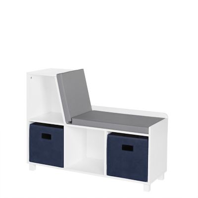 RiverRidge Home Kids Reading Nook Cushioned Toy Storage Bench with Cubby Organizers, 02-198K