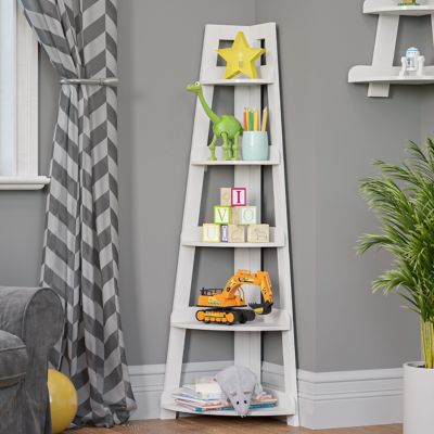 Image showing  Kids 5-Tier Corner Ladder Playroom Display Bookshelf Organizer