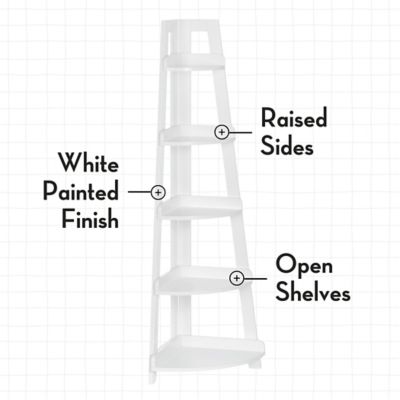 Image showing  Kids 5-Tier Corner Ladder Playroom Display Bookshelf Organizer
