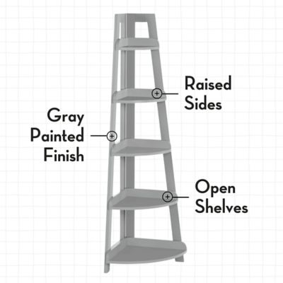 Image showing  Kids 5-Tier Corner Ladder Playroom Display Bookshelf Organizer, 02-187