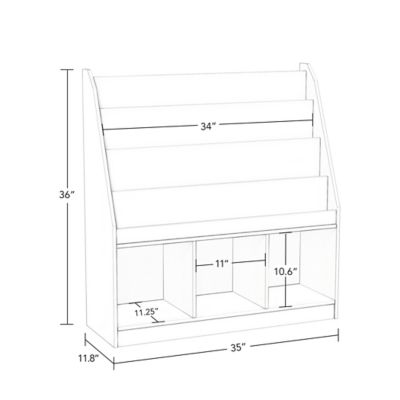Image showing  Kids Playroom Bookrack with 3 Toy Organizer Cubbies and 4 Book Shelves, 02-317K